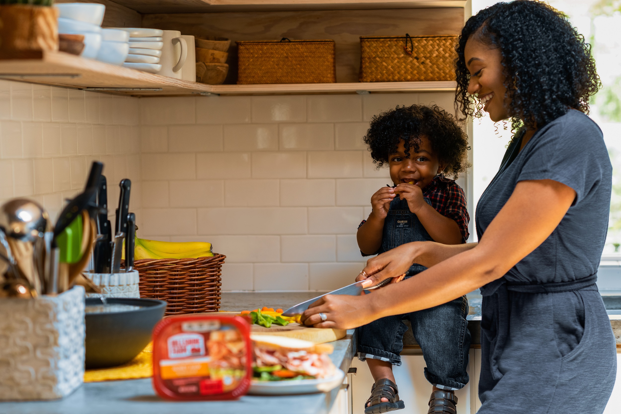 Mom and son preparing food for PANS/PANDAS diet