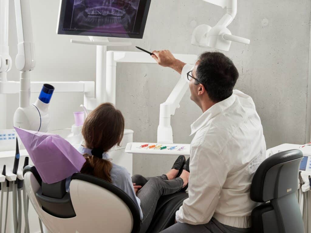 Dentist consulting a patient with lyme  disease